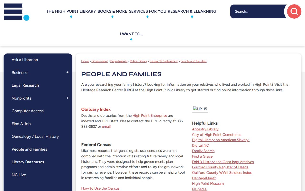 Guilford County city directory resources at the High Point Heritage Research Center