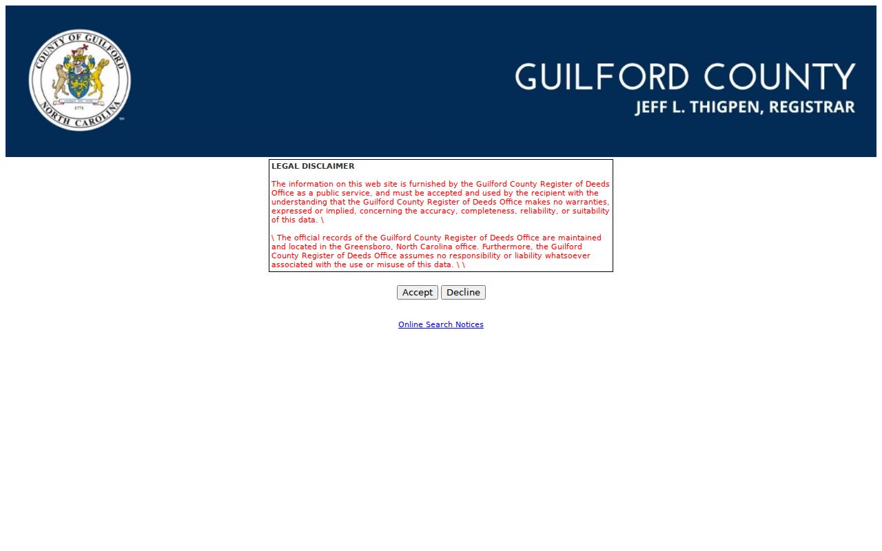 Guilford County residents directory Register of Deeds search