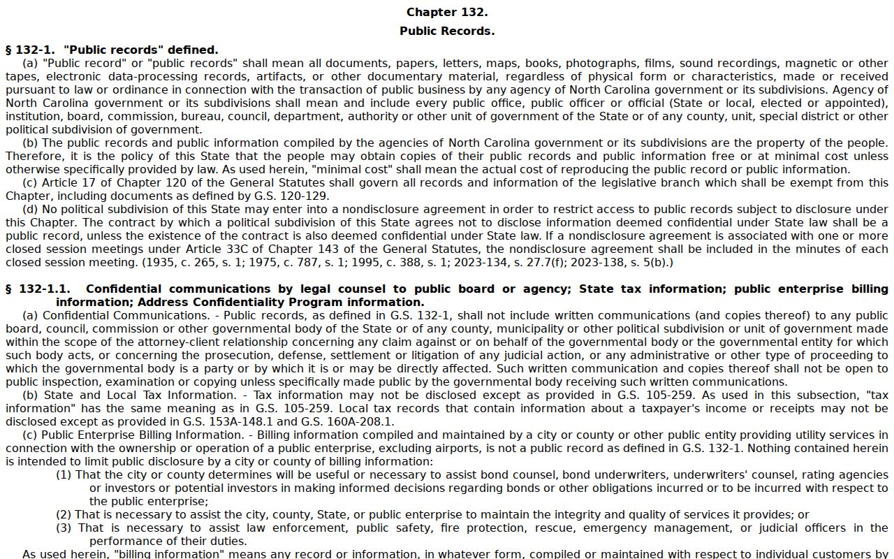 Guilford County residents directory North Carolina public records law