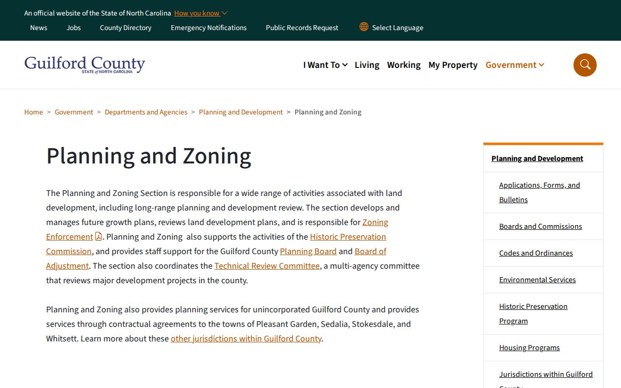 Guilford County neighbors research through Planning and Zoning address information