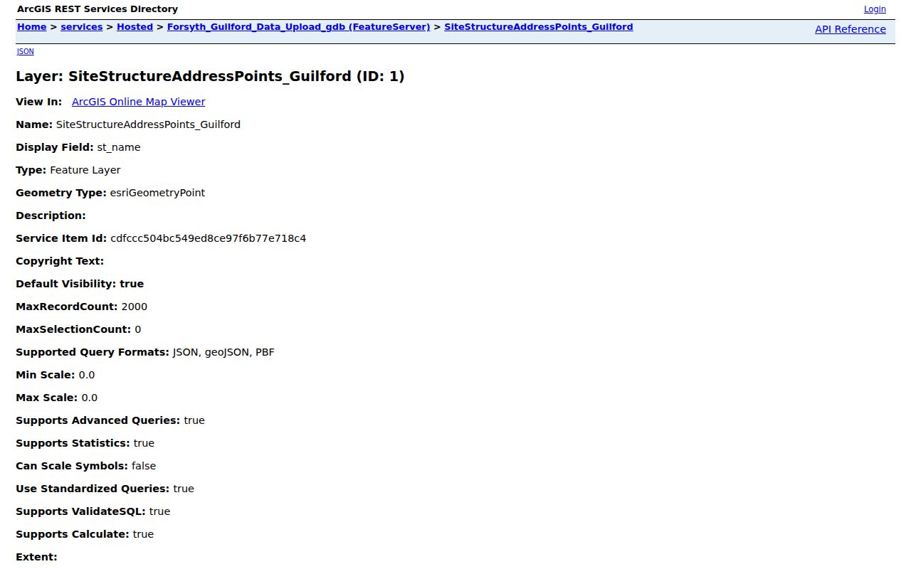 Guilford County street directory address-points service for by-street research