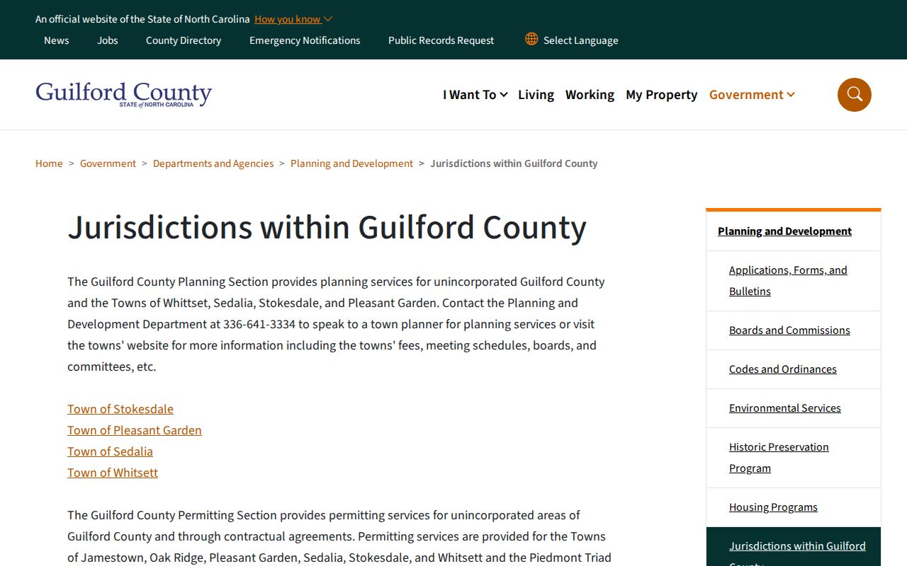 Guilford County ZIP code directory jurisdictions and municipal geography